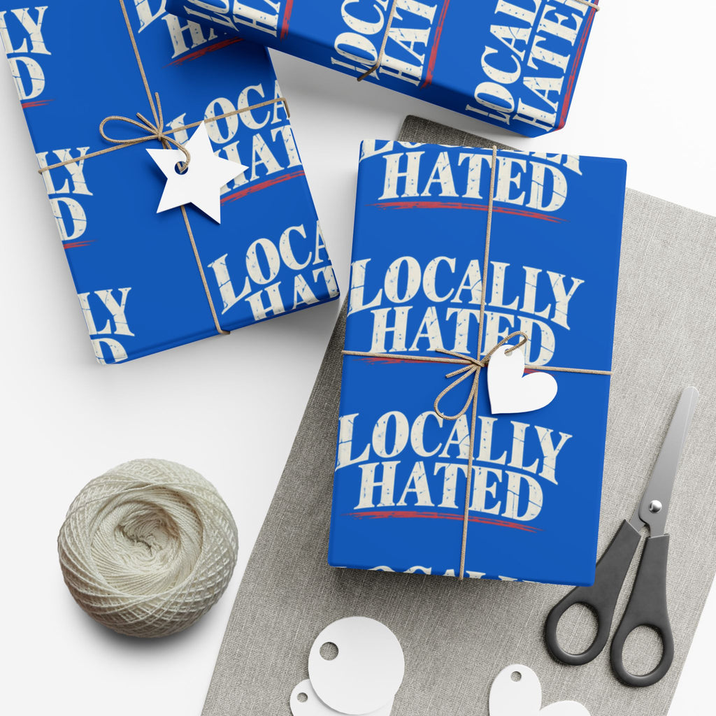 Gift Wrap Paper — "Locally Hated" Bold Blue Pattern