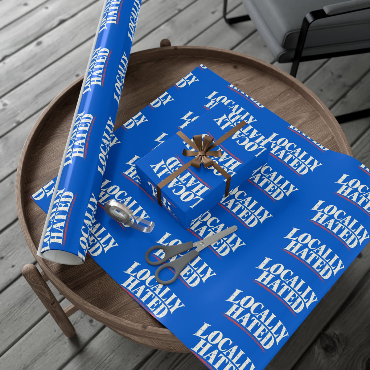 Gift Wrap Paper — "Locally Hated" Bold Blue Pattern