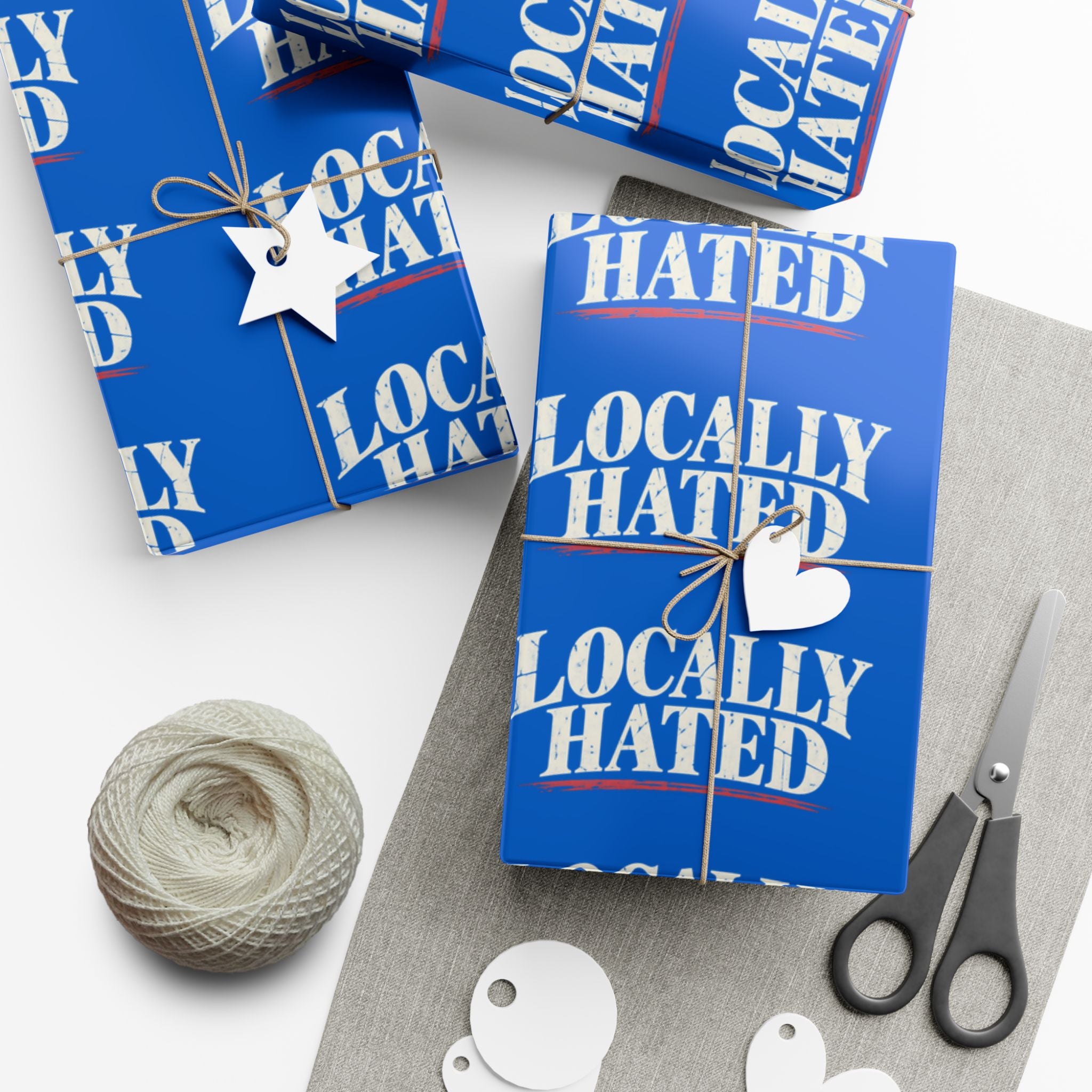 Gift Wrap Paper — "Locally Hated" Bold Blue Pattern