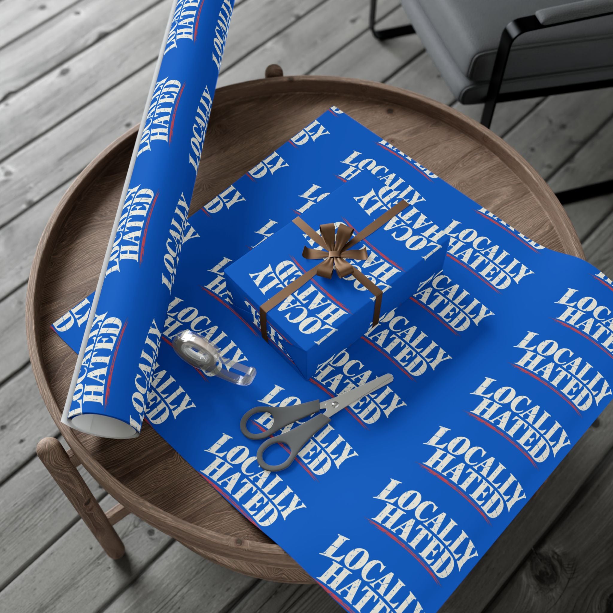 Gift Wrap Paper — "Locally Hated" Bold Blue Pattern