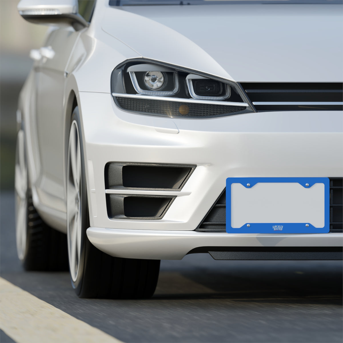 Metal License Plate Frame — 'Locally Hated' Stainless Steel Car Plate Trim