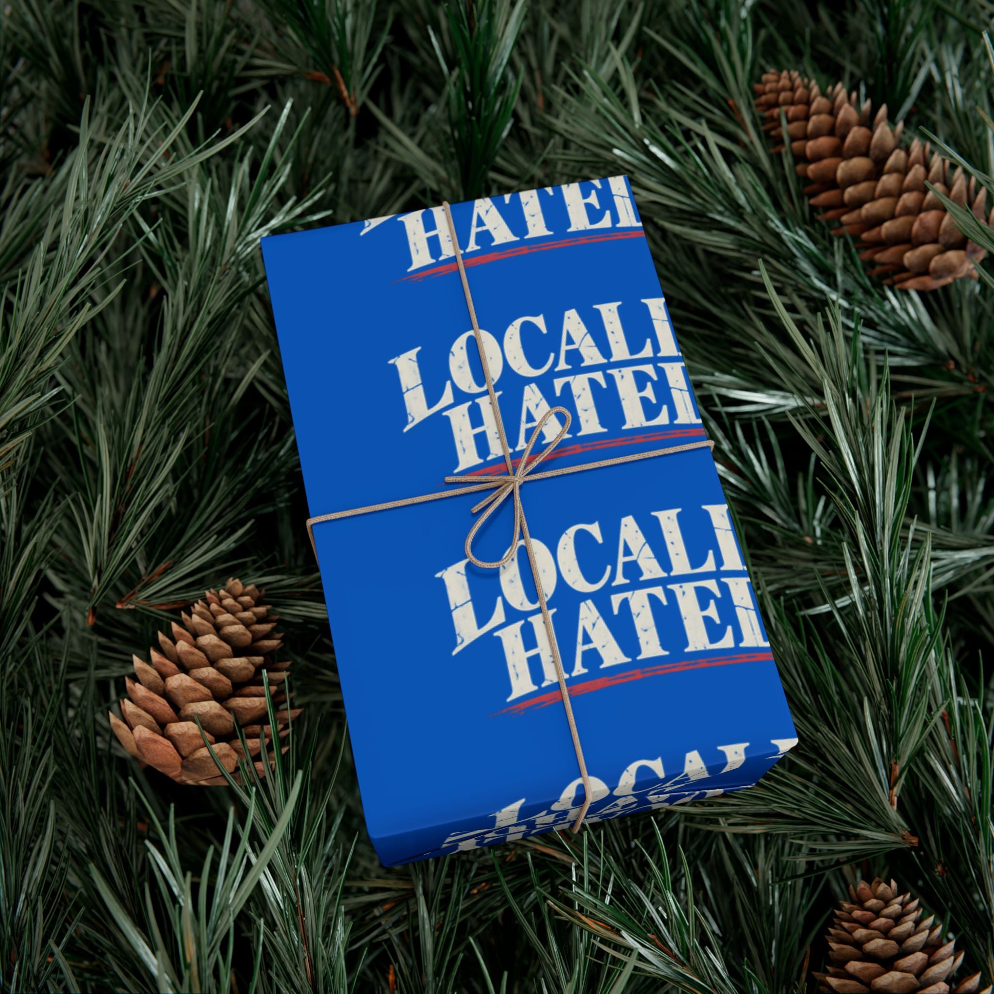 Gift Wrap Paper — "Locally Hated" Bold Blue Pattern